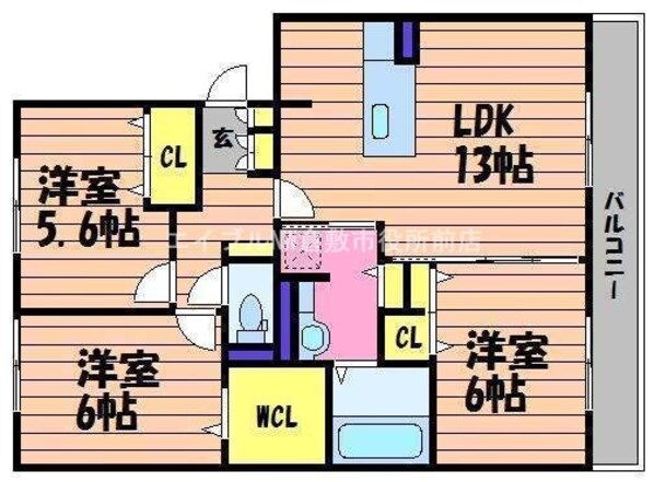 キャスバル　Ａ棟の物件間取画像